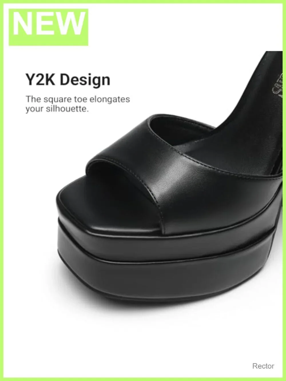Women's Platform Chunky Block Heel Sandals Ankle Strap Square Toe Faux Leather